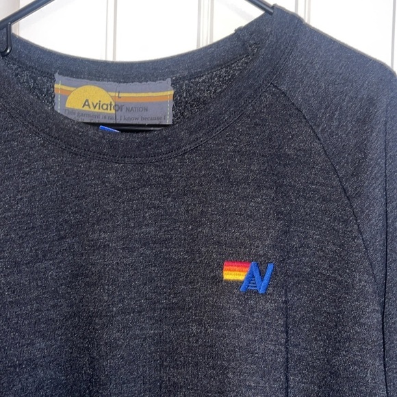 Aviator Nation Rainbow Rib Pullover Sweatshirt Heather Grey L - Picture 4 of 9